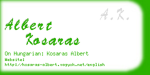 albert kosaras business card